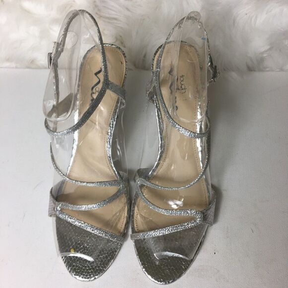Touch of Nina Silver Straps open toe heels SZ 11M - Picture 1 of 9